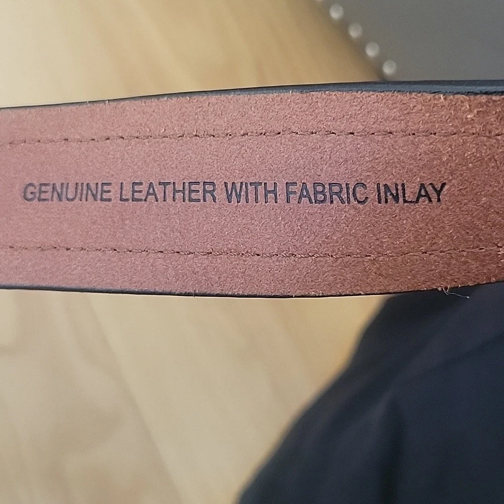 Columbia Vintage Brown Leather Belt with Fabric Inlay